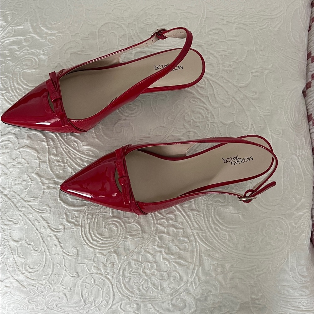 Morgan Taylor patent kitten heel slings. - Picture 2 of 8